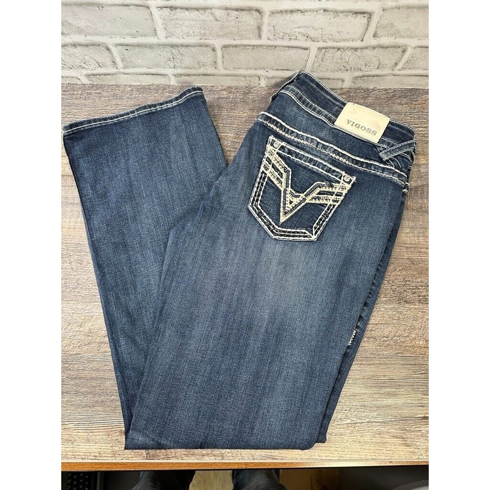 Vigoss Womens Medium Wash The Chelsea Boot Cut Jeans Size 15/16 (36x32)